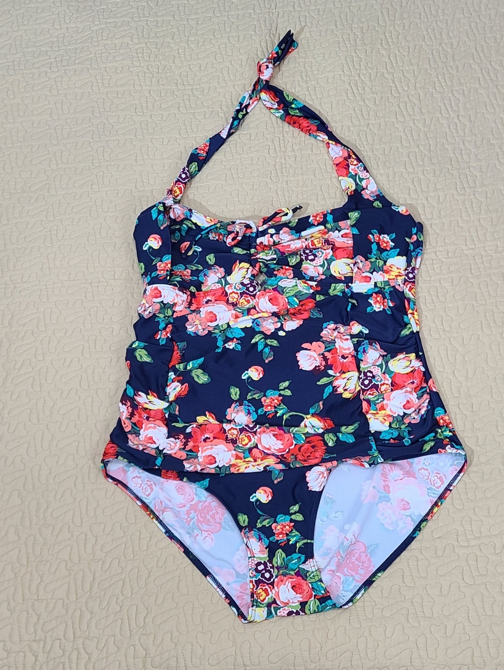BIKMAN Floral halter top 1 piece bikini swimsuit size 5XL - Picture 3 of 8